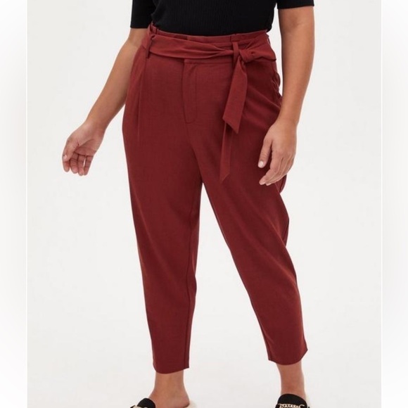 Torrid Rust Pleated Ankle Trousers Size 12 (Belt Missing) - Picture 7 of 9
